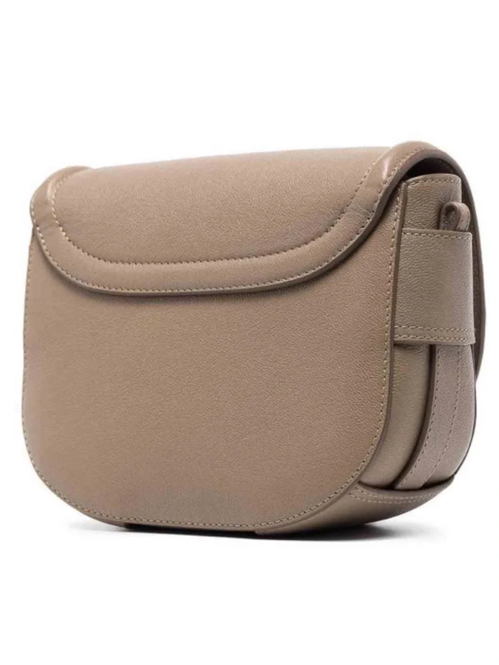 See By Chloe Taupe Leather Crossbody Mara Bag with Gold Ring Accent
